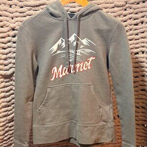 Marmot Woman;s Grey Hoodie Mountain Graphic Size Medium